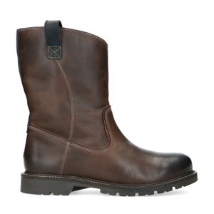 Bruine leren boots met imitatiebont - Herenschoenen – SACHA