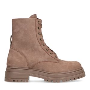 Combat boots bruin met imitatiebont - Damesschoenen – SACHA