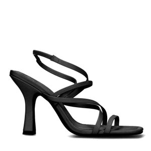 Zwarte leren sandalen met rechte hak - Damesschoenen – SACHA