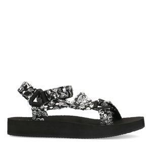 Zwarte plateau sandalen met witte zool - Damesschoenen – SACHA
