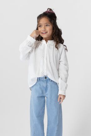 Wolkenkrabber Promoten Verdienen Witte blouse met ajour borduursel - Kids | Sissy-Boy