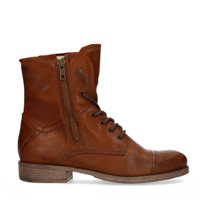 Combat boots bruin met imitatiebont
