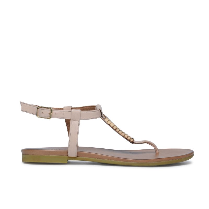 Nude leren sandalen