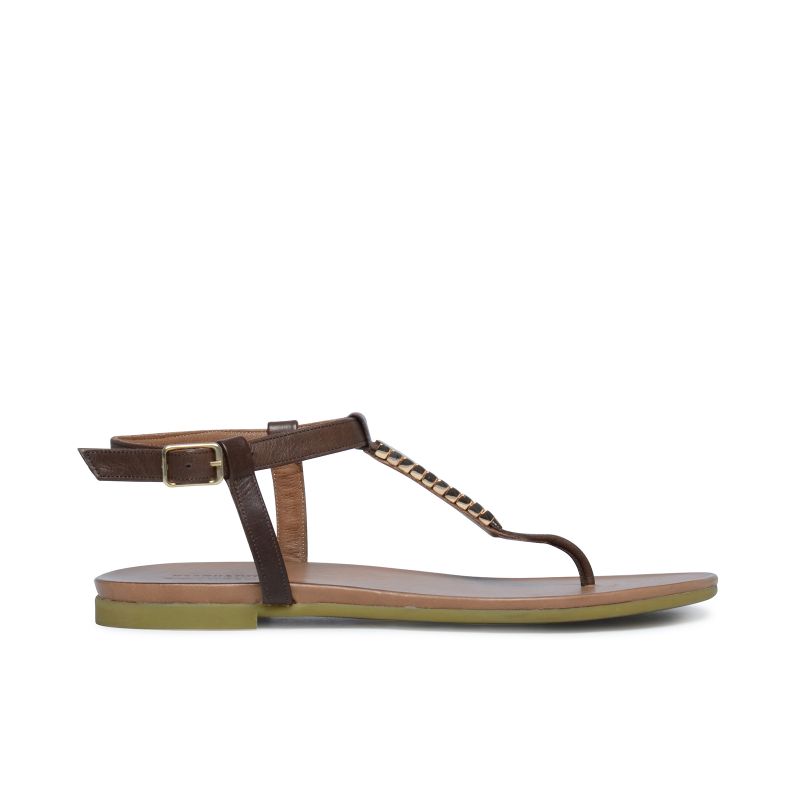 Donker bruine sandalen met goud