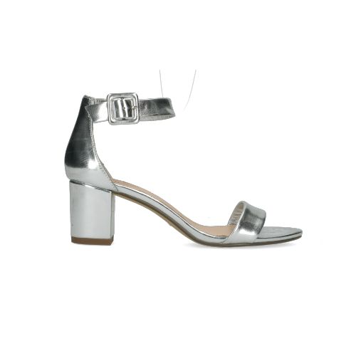 Minimal sandalen met hak metallic zilver