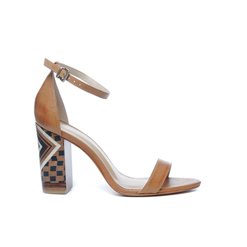 Sandalen met hak cognac