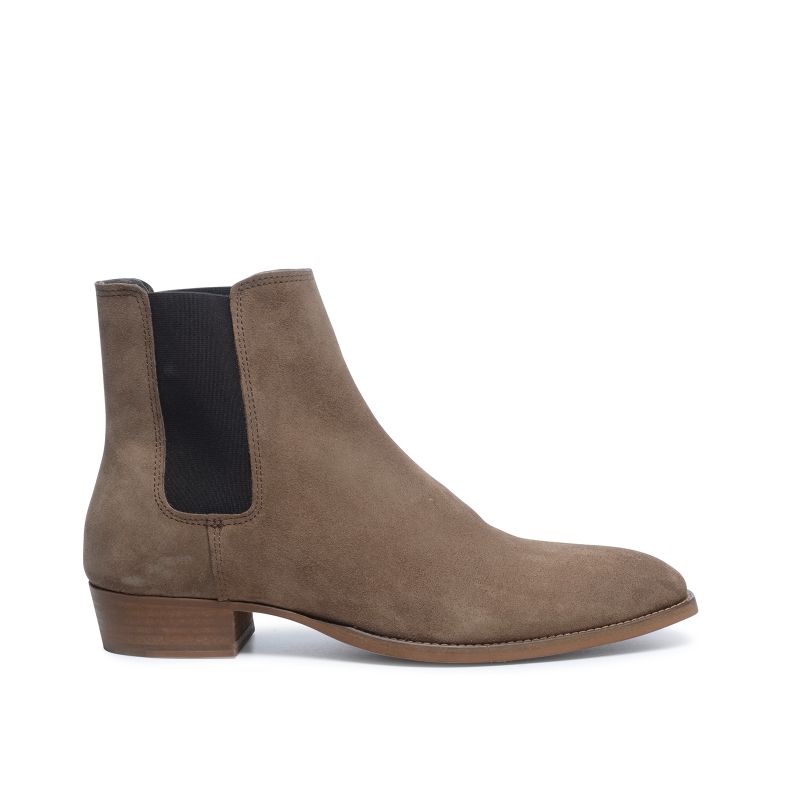 Camel chelsea boots met spitse neus