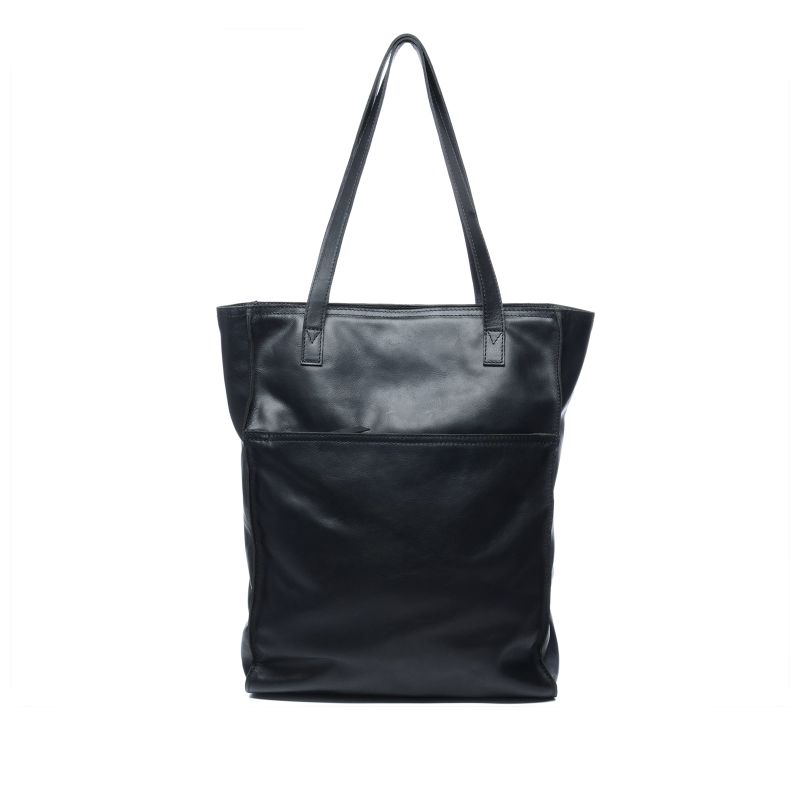 Zwarte leren shopper