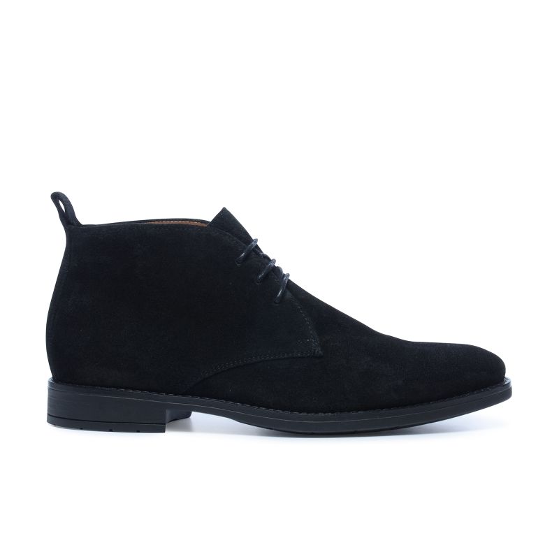 Zwarte suède hoge veterschoenen