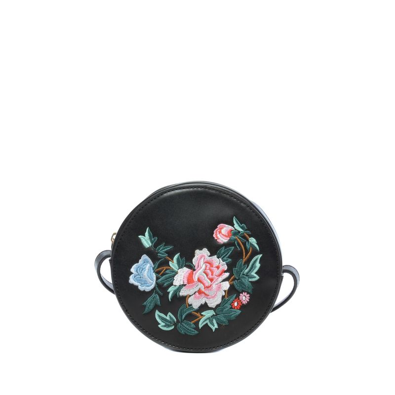 Zwart schoudertasje met embroidery