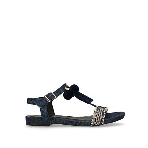 Jeans sandalen met franjes