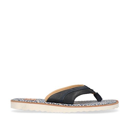 REHAB Raoul blauwe leren slippers