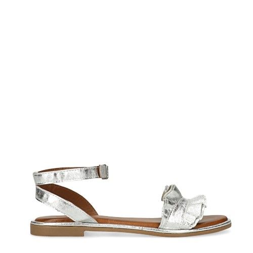 Metallic zilveren sandalen met ruffles