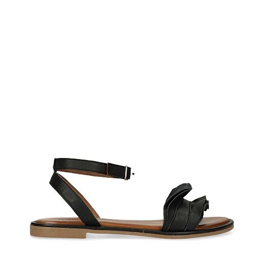 Zwarte sandalen met ruffles