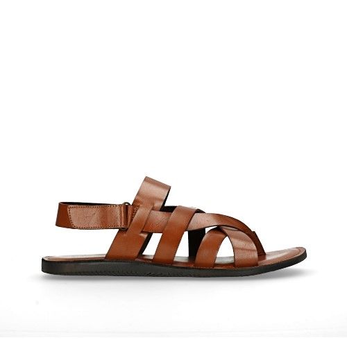 Cognac leren sandalen