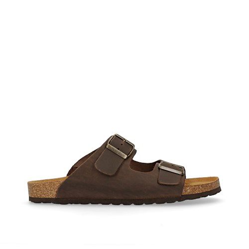 Donkerbruine leren slippers