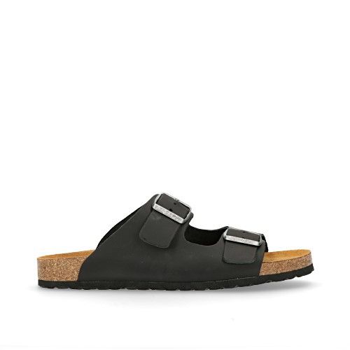 Zwarte leren slippers