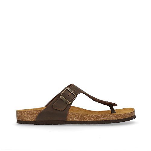 Donkerbruine leren teenslippers