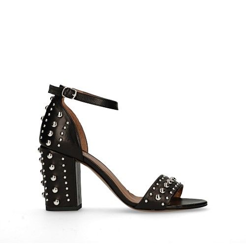 Zwarte sandalen met hak met studs