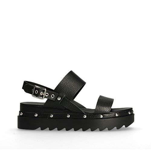Zwarte plateau sandalen met studs