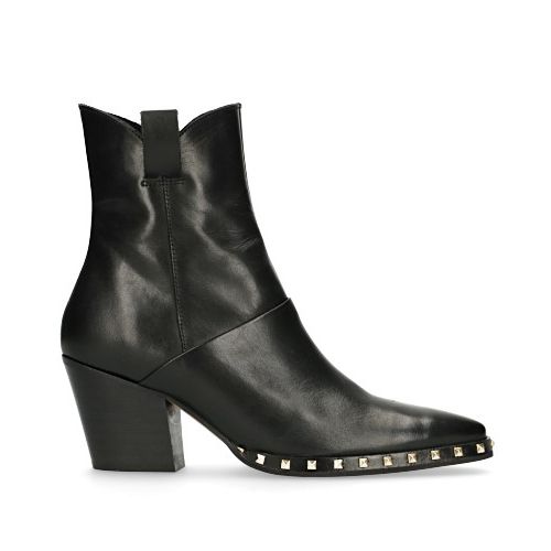 Zwarte leren korte laarzen met studs