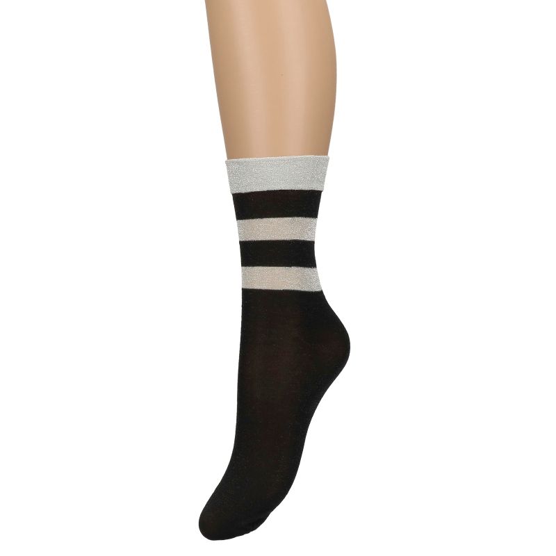 Chaussettes pailletées avec rayures argentées - noir