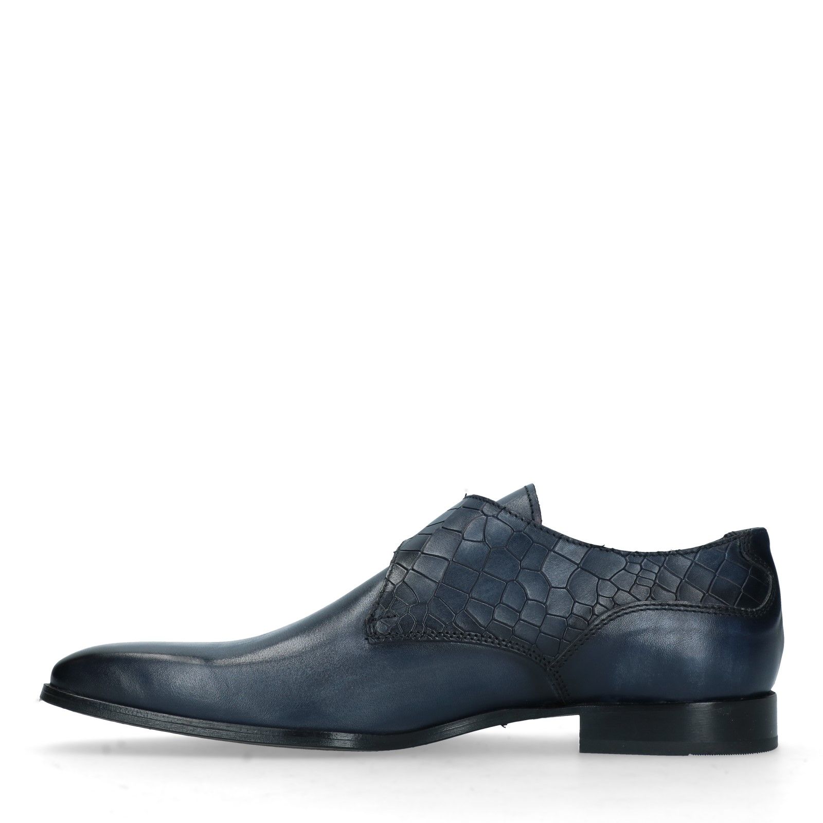 Manfield Heren Schoenen Klassieke Schoenen Donkerblauwe gespschoenen van leer 