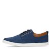 Blaue Schnürschuhe mit braunen Details