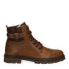 Bottines à lacets en cuir avec fausse fourrure - marron