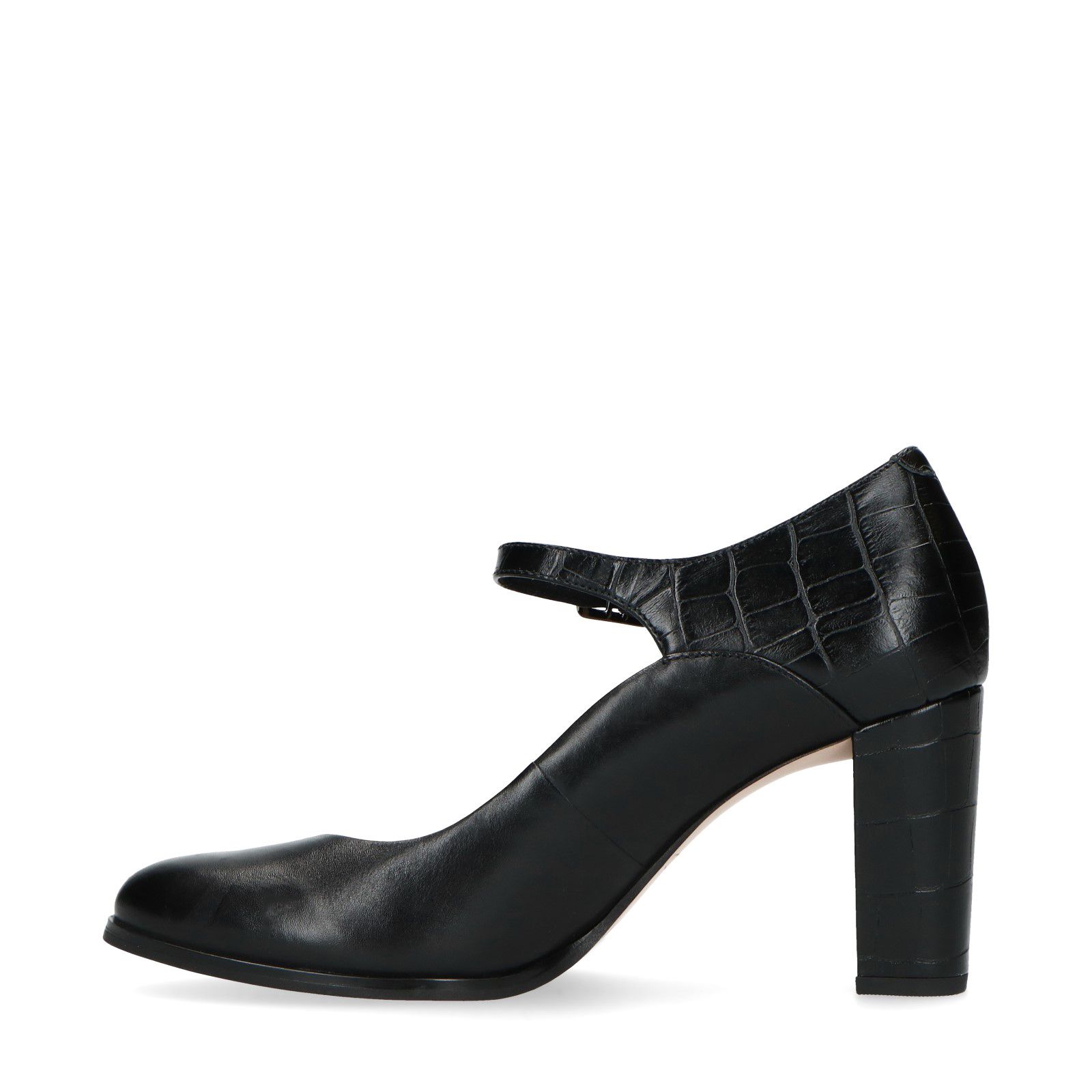 Zwarte leren pumps met enkelbandje - Dames | MANFIELD