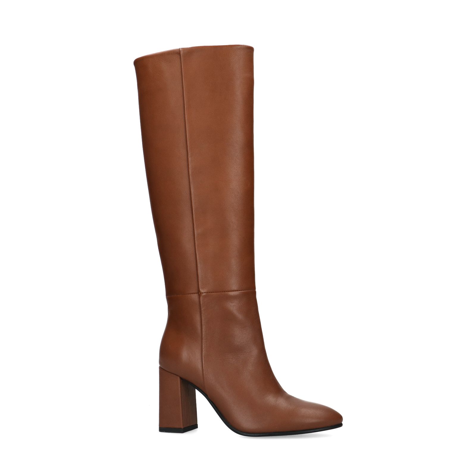 Cognacfarbene Lederstiefel Mit Hohem Schaft