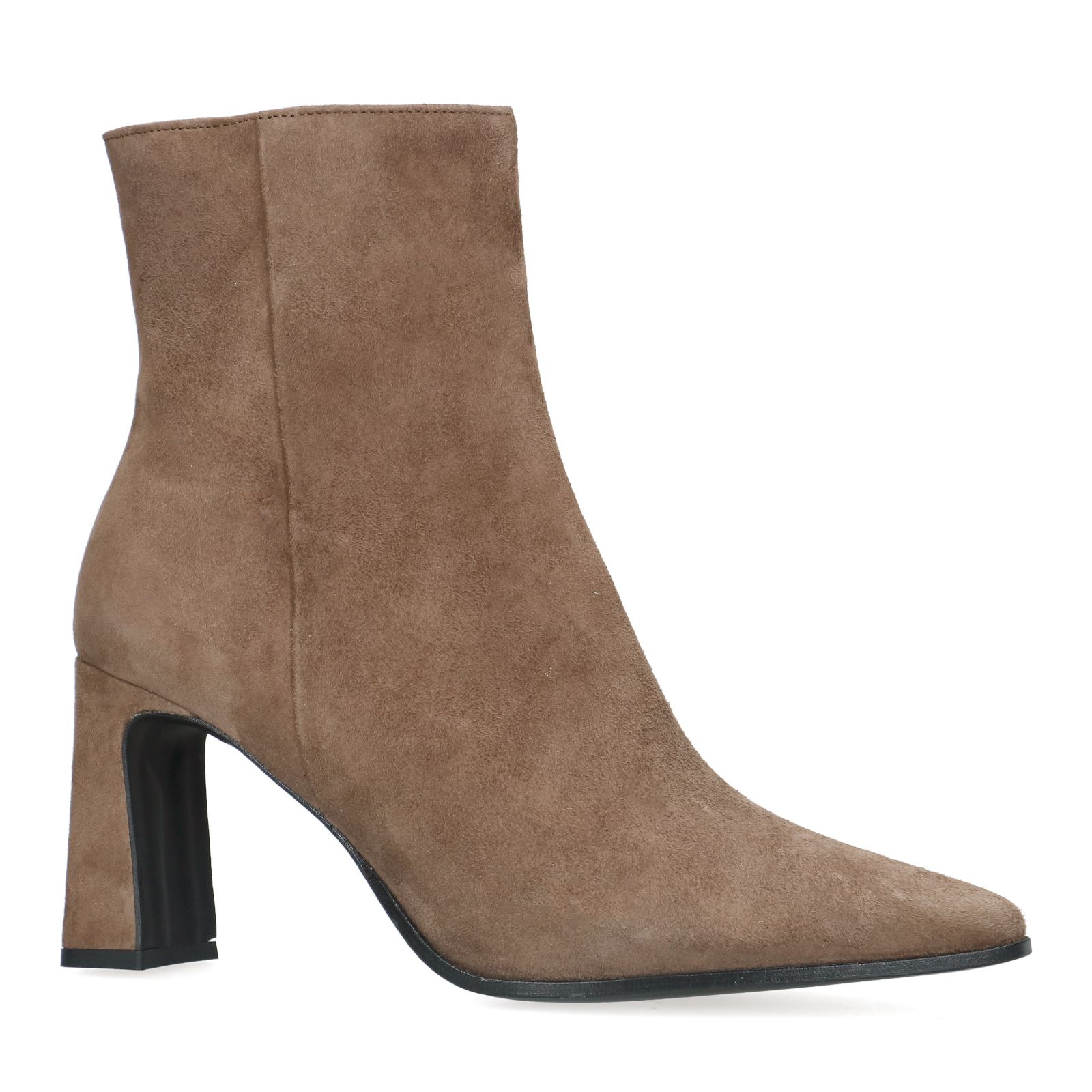 Braune Veloursleder Stiefeletten mit Absatz