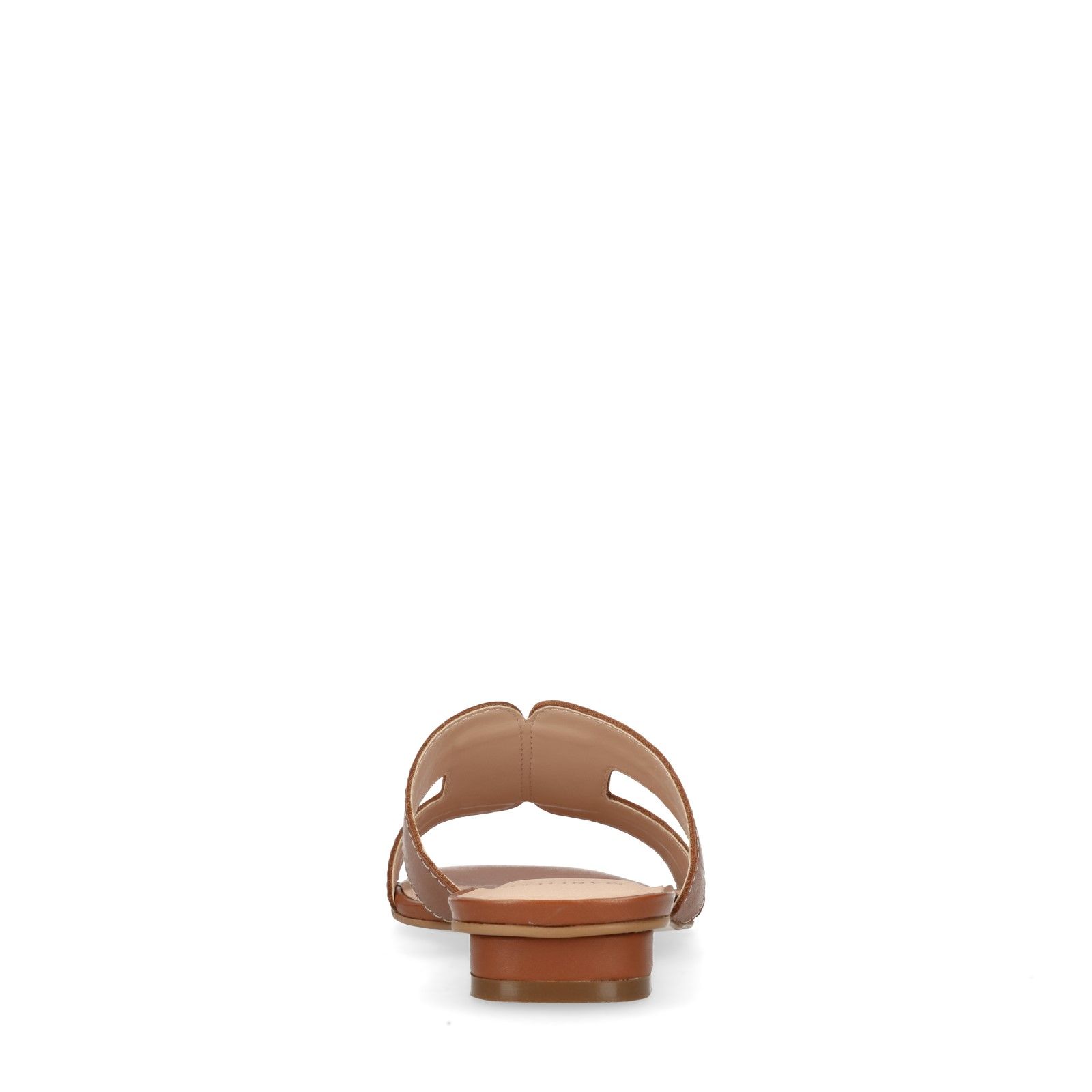 Bruine leren slippers met lage hak - Dames | MANFIELD