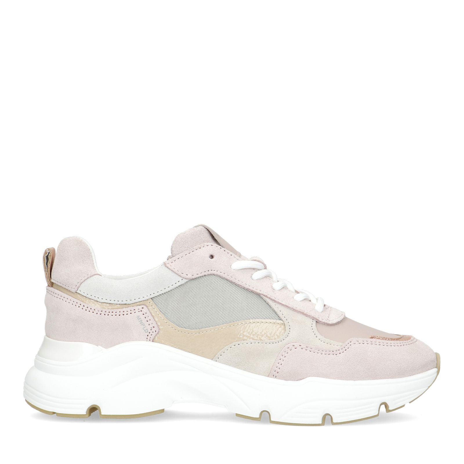 Witte leren sneakers met details - Dames | MANFIELD