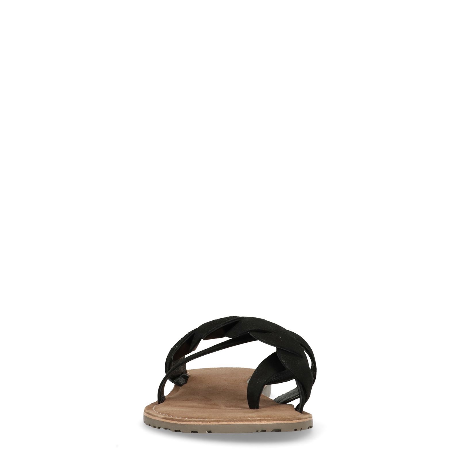 Zwarte slippers met gevlochten detail - Dames | MANFIELD