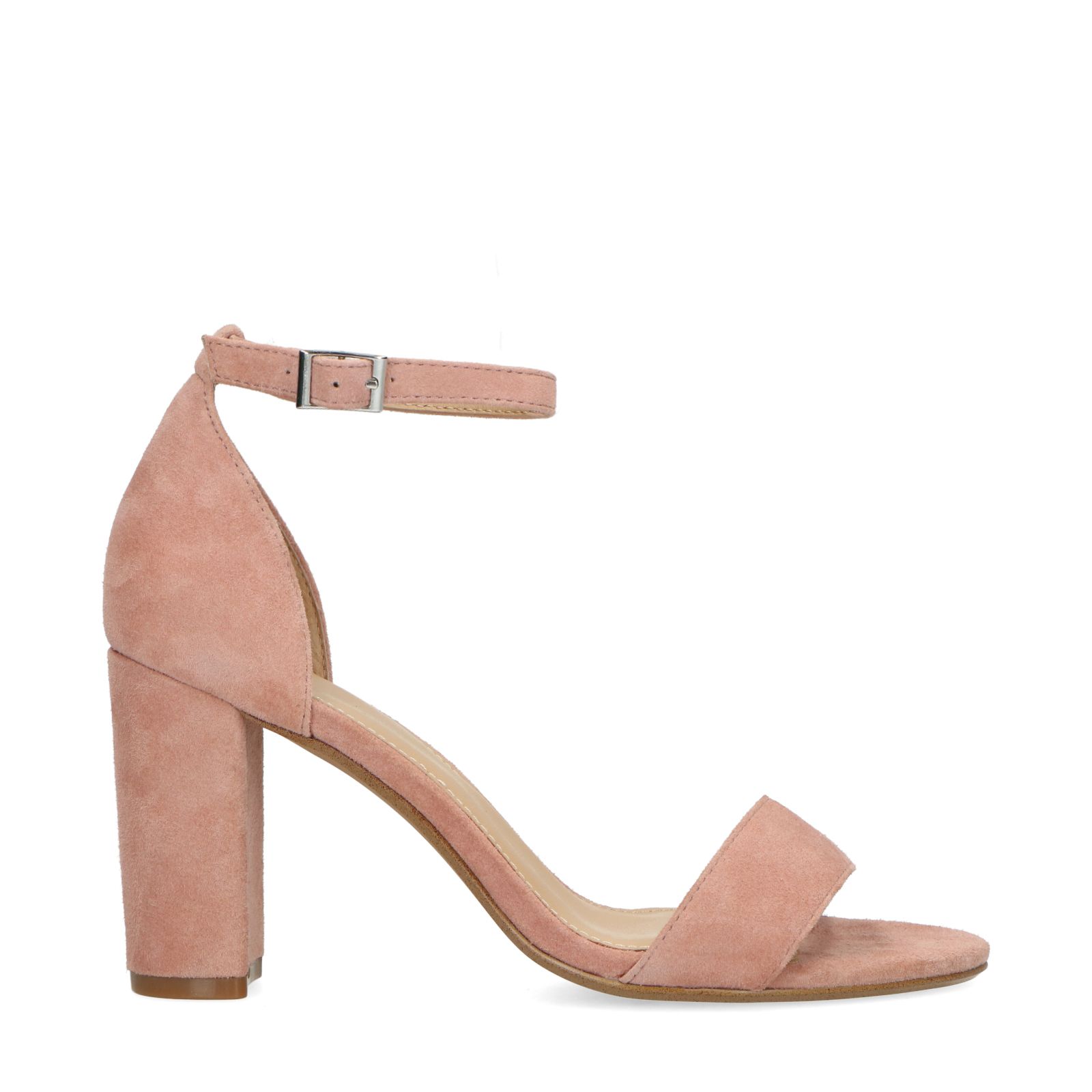 Roze suède sandalen met hak - Dames | MANFIELD