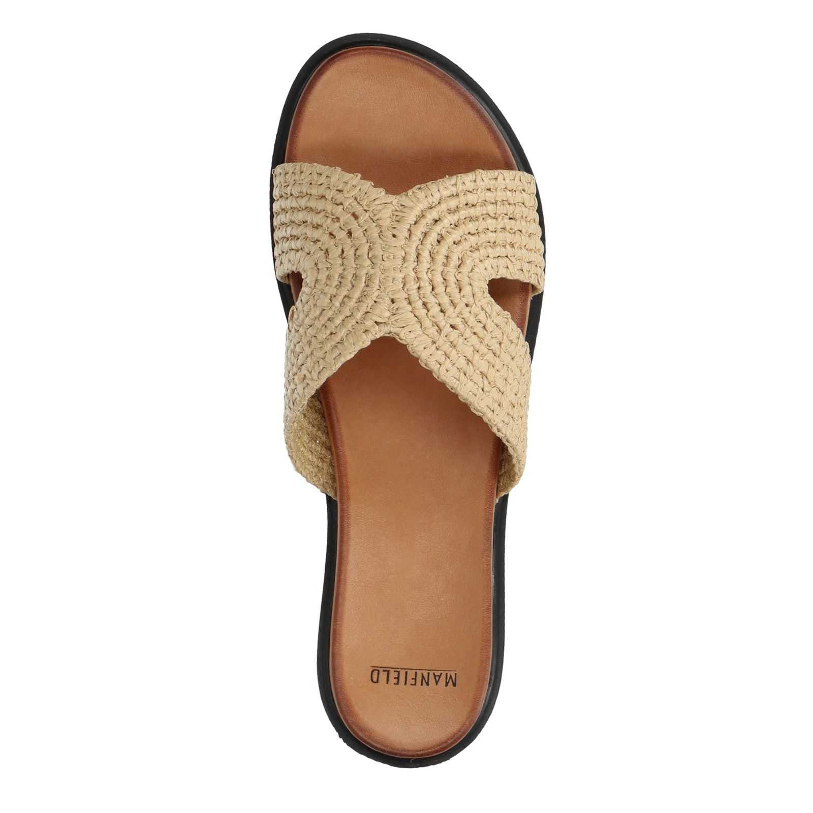 Cognac slippers met plateau zool - Dames | MANFIELD
