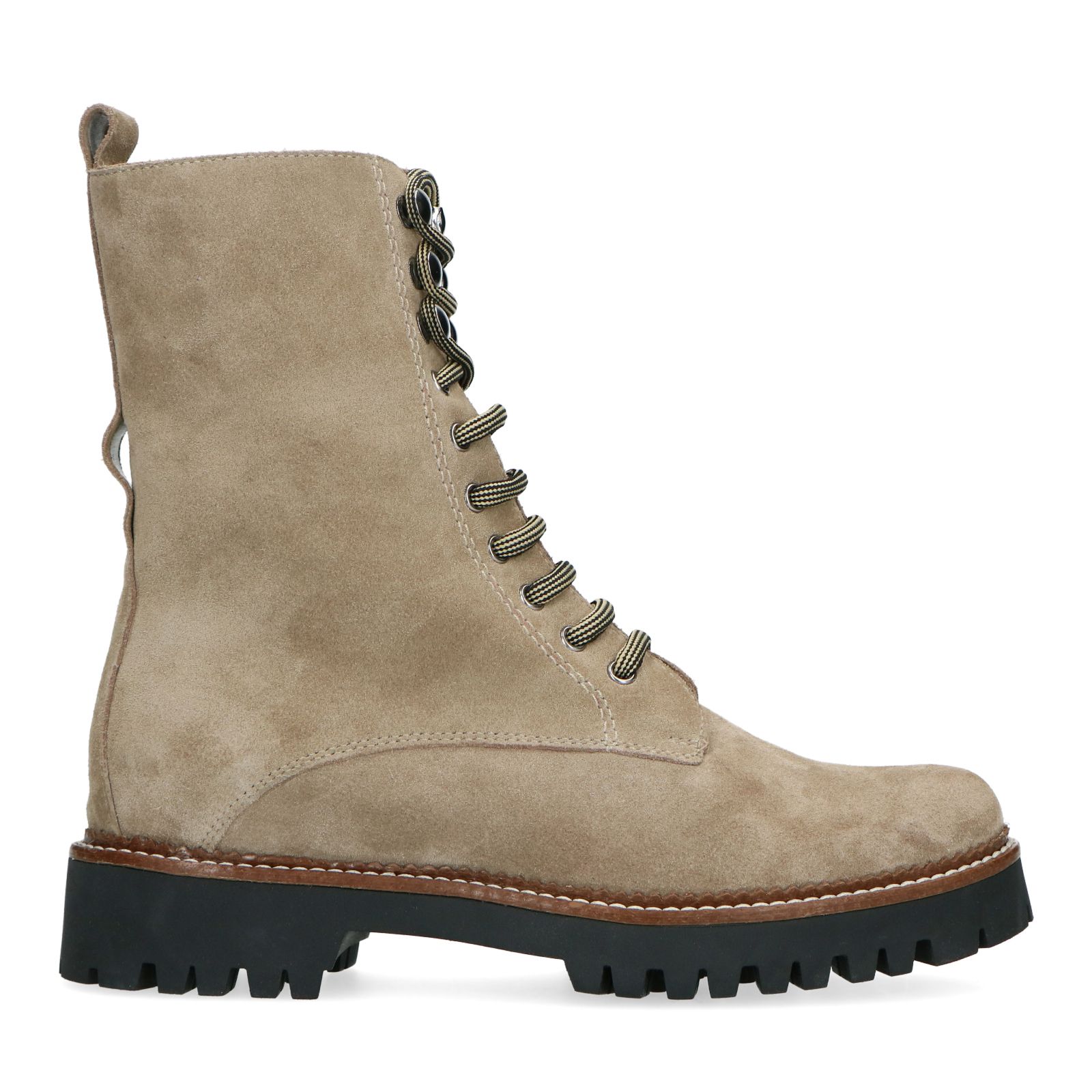 Beige leren veterboots - Dames | MANFIELD