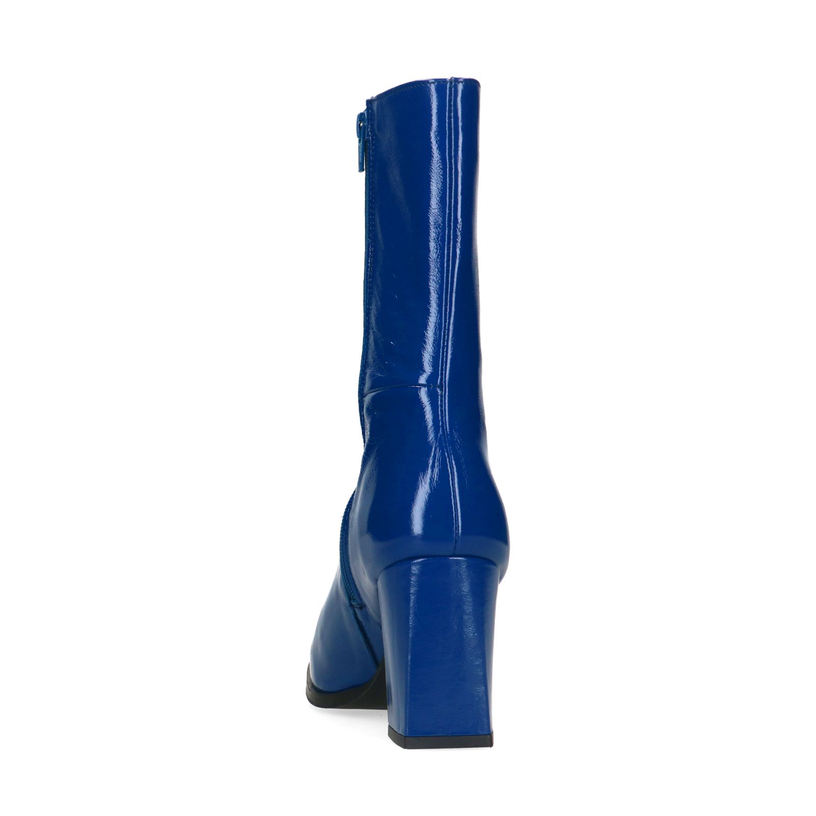 Blauwe leren enkellaarsjes met hak - Dames | MANFIELD