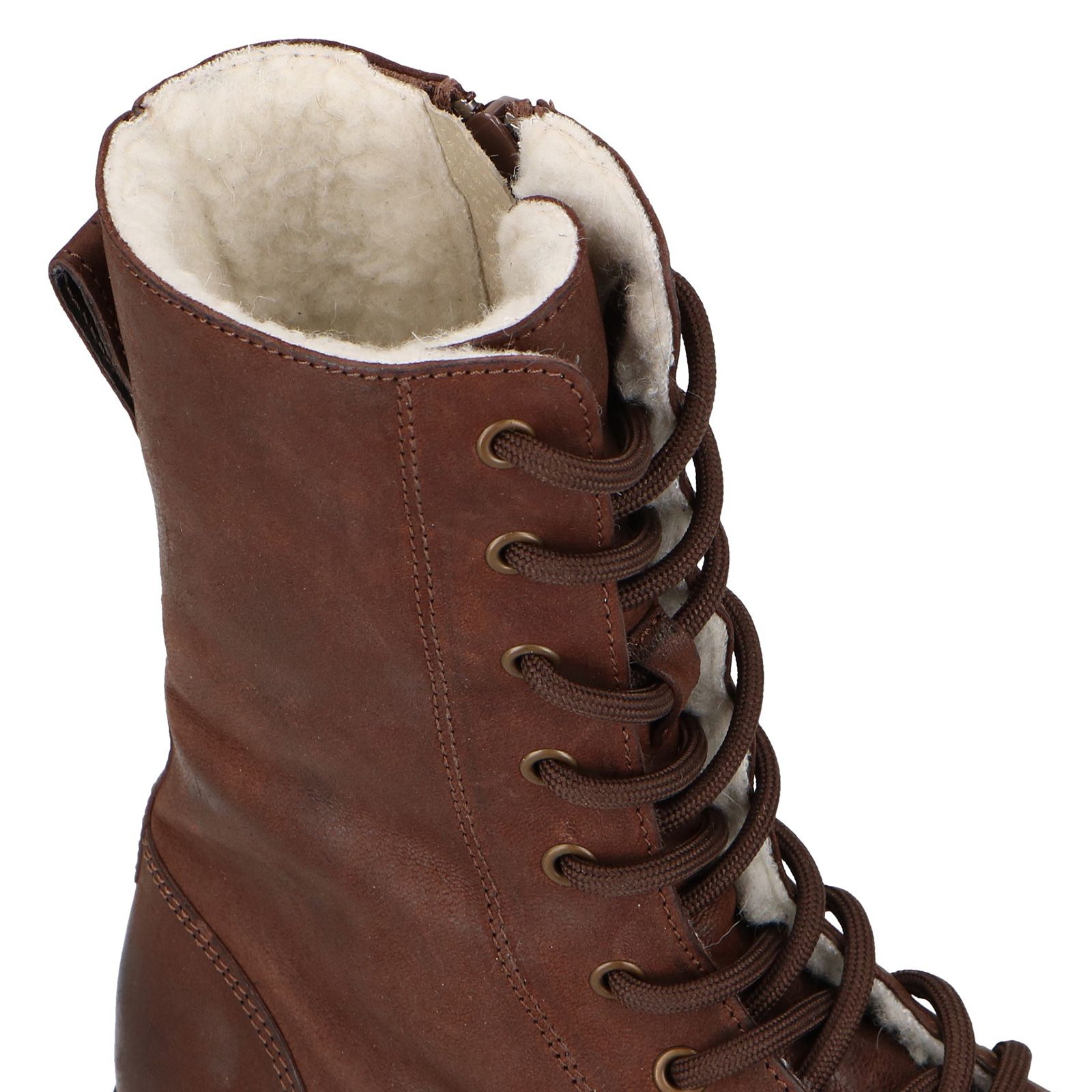 Bruine leren veterlaarsjes - Dames | MANFIELD