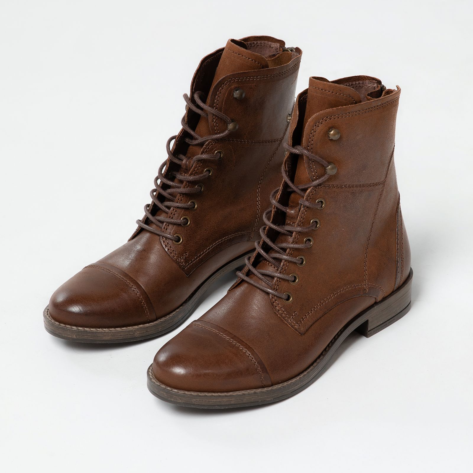 Cognac veterlaarsjes - Dames | MANFIELD
