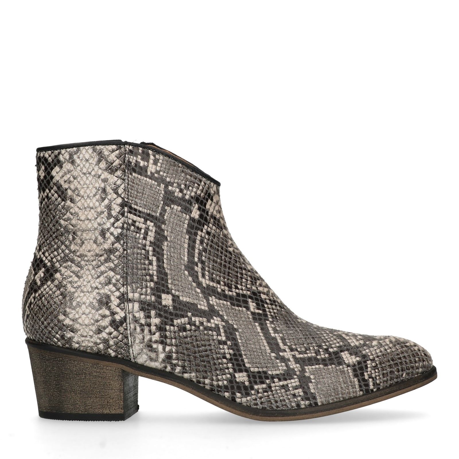 Grijze enkellaarsjes met snakeskin Dames | MANFIELD Grijze enkellaarsjes met snakeskin Dames | MANFIELD