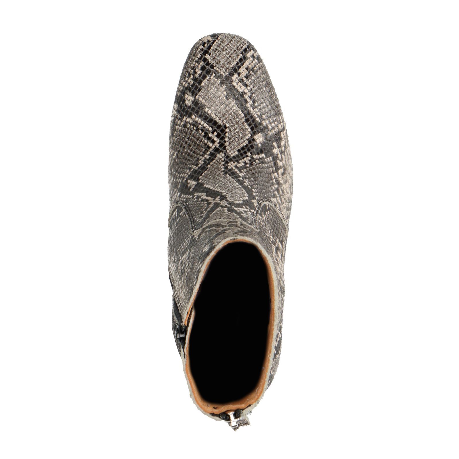 Grijze snakeskin enkellaarsjes met hak Dames | MANFIELD Grijze snakeskin enkellaarsjes met hak Dames | MANFIELD