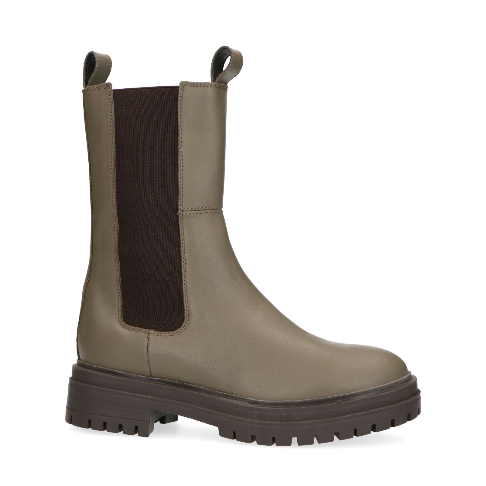 Khaki hoge chelsea boots - Dames | MANFIELD
