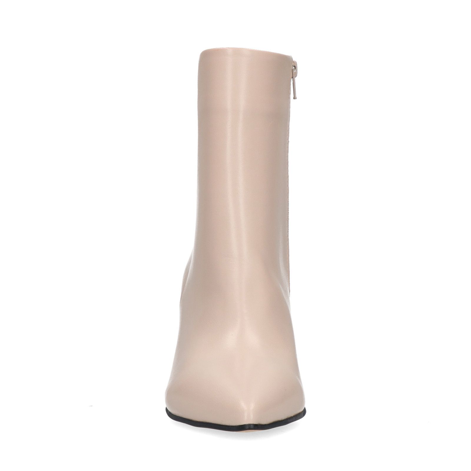 Beige leren enkellaarsjes met hak - Dames | MANFIELD