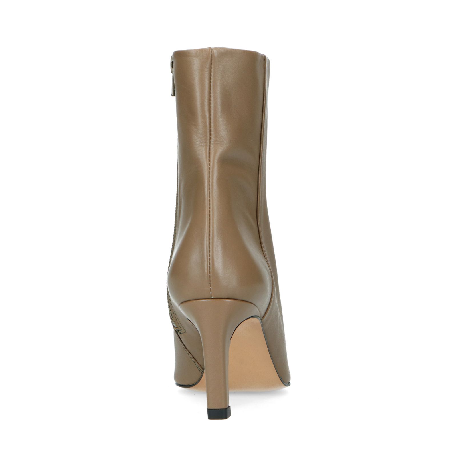 Taupe leren enkellaarsjes met hak - Dames | MANFIELD