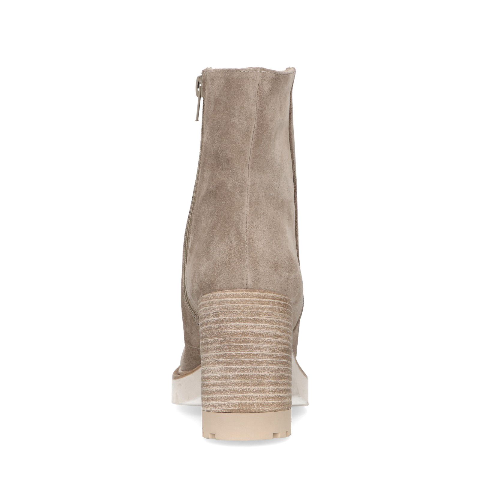 Taupe enkellaarsjes met blokhak - Dames | MANFIELD