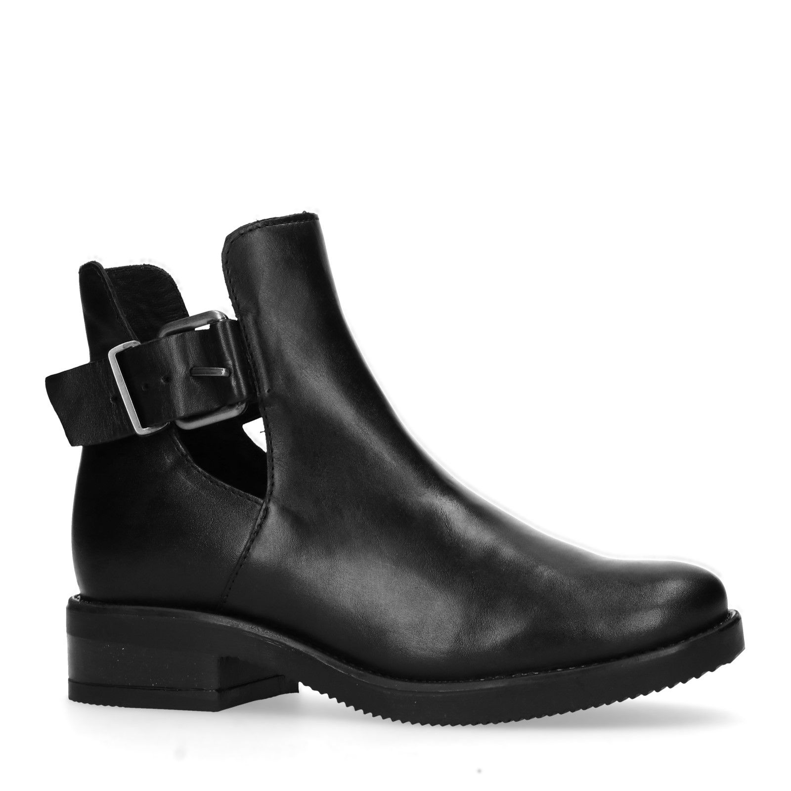 Zwarte leren cut out boots - Dames | MANFIELD