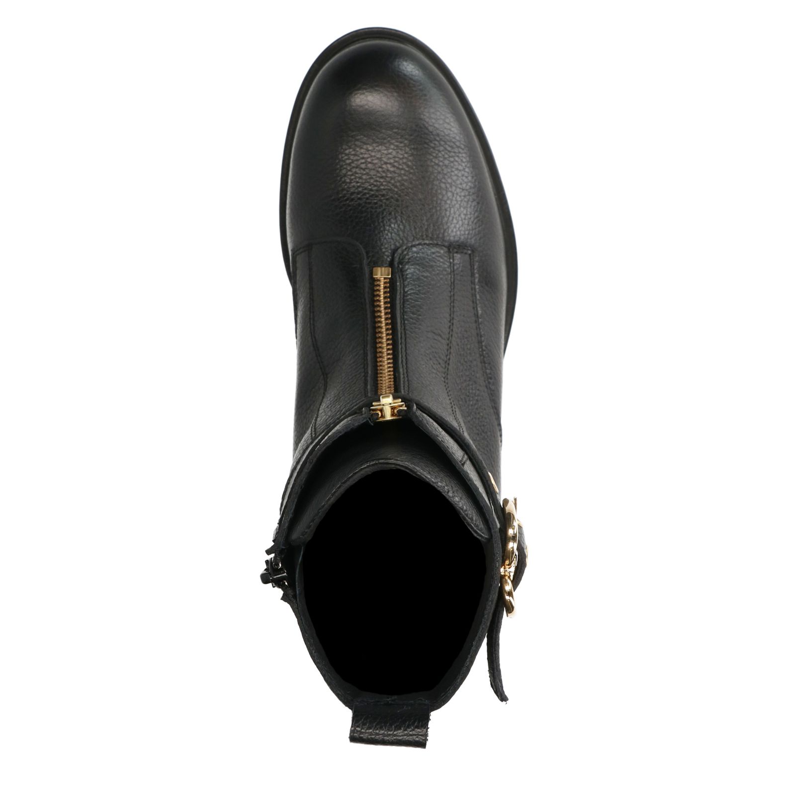 Zwarte leren biker boots met gesp - Dames | MANFIELD