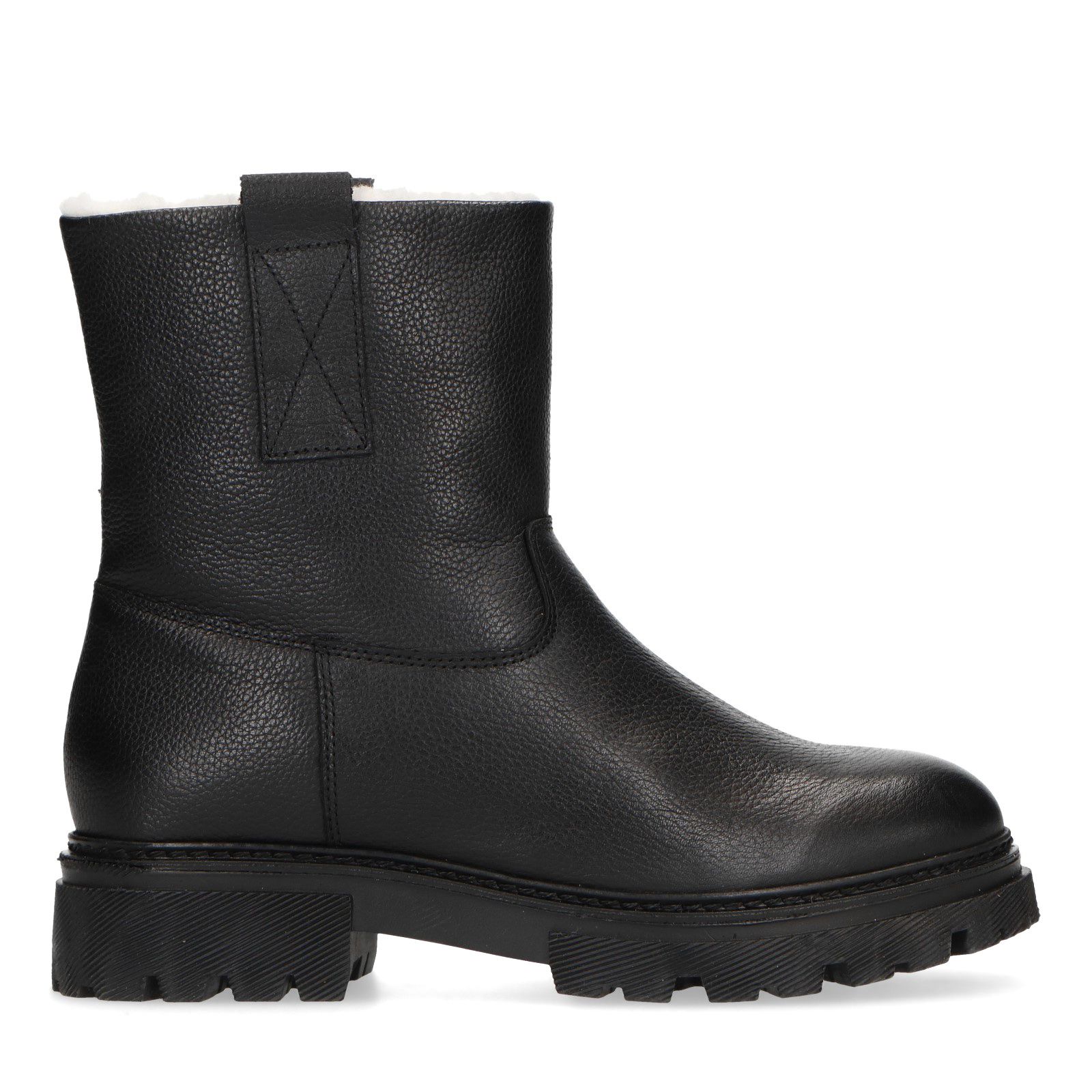 Zwarte leren enkellaarsjes - Dames | MANFIELD